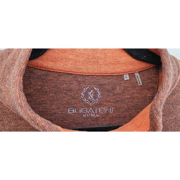 Bugatchi Sweater Mens Large Burnt Orange Pullover Cotton Sweatshirt Elbow Patch - Picture 3 of 9